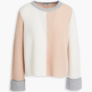 Autumn 100% cashmere ribbed color block sweater S vintage